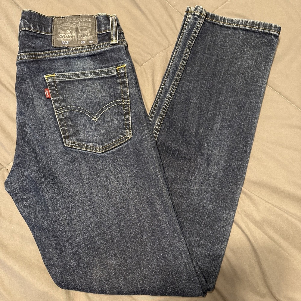 Levis 513 Jeans Mens 30x32 Blue‎ Dark Wash Denim 08513-0183 (Fits 30x30)